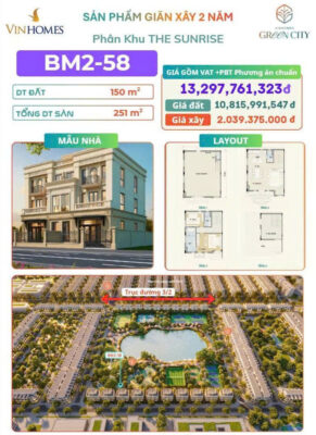 Bán sản phẩm giãn xây 2 năm tại Vinhomes Green City
