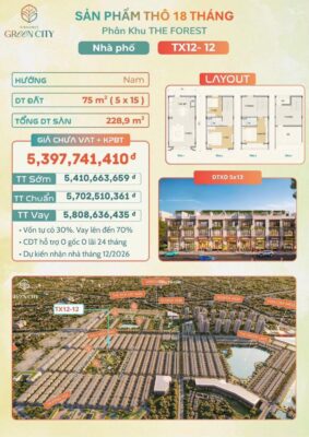 Nhà phố xây thô 18 tháng tại The Forest, Vinhomes Hậu Nghĩa