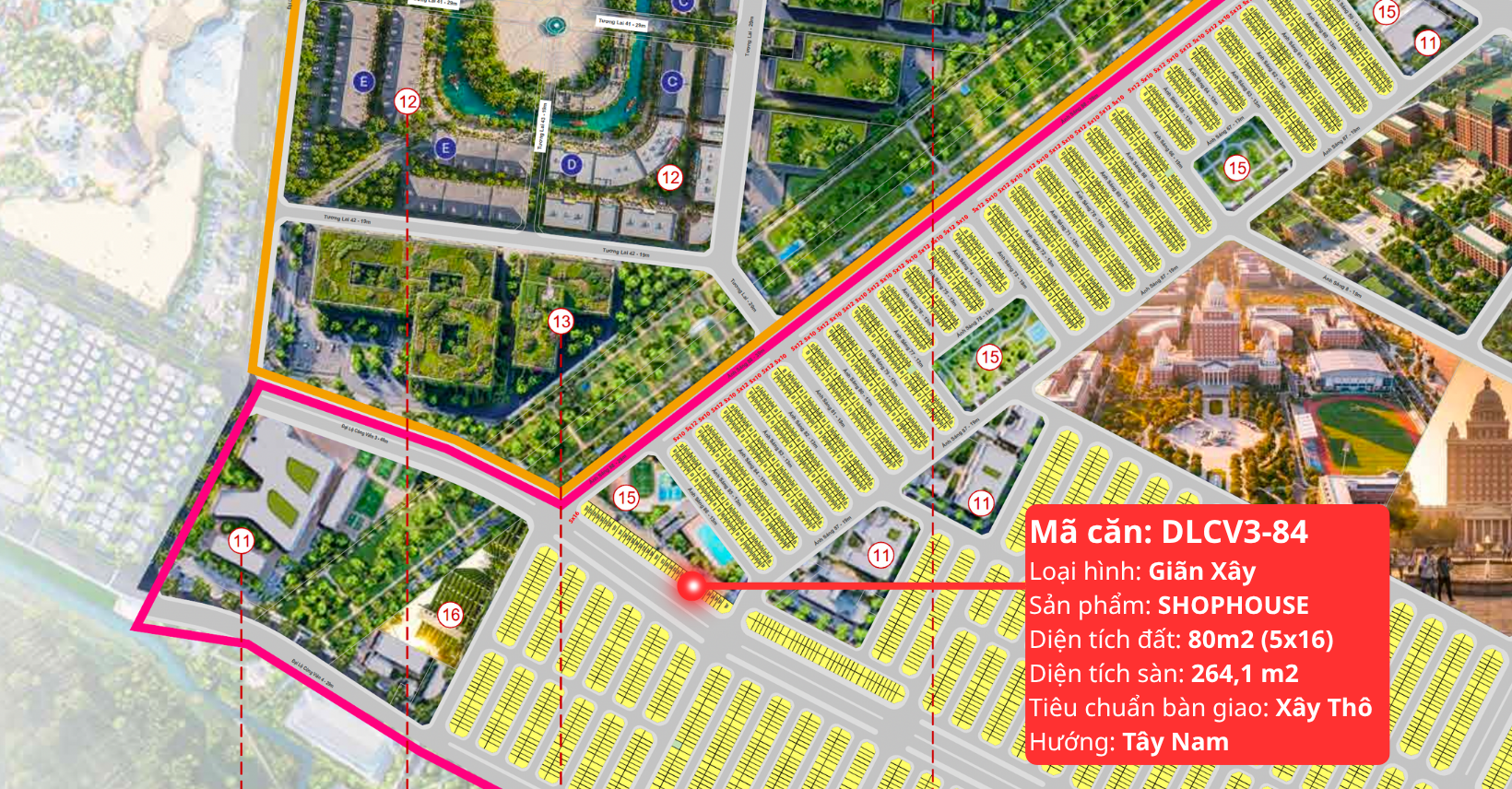 Vị trí Shophouse Vinhomes Sai Gon Park 80m2 DLCV3-84