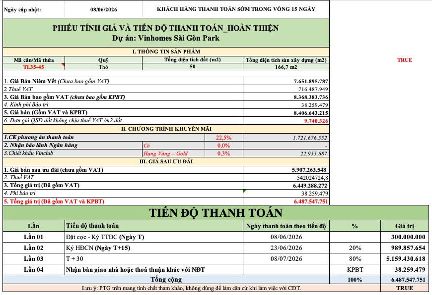 phuong an thanh toan som can TL35-45 Vinhomes Sai Gon Park