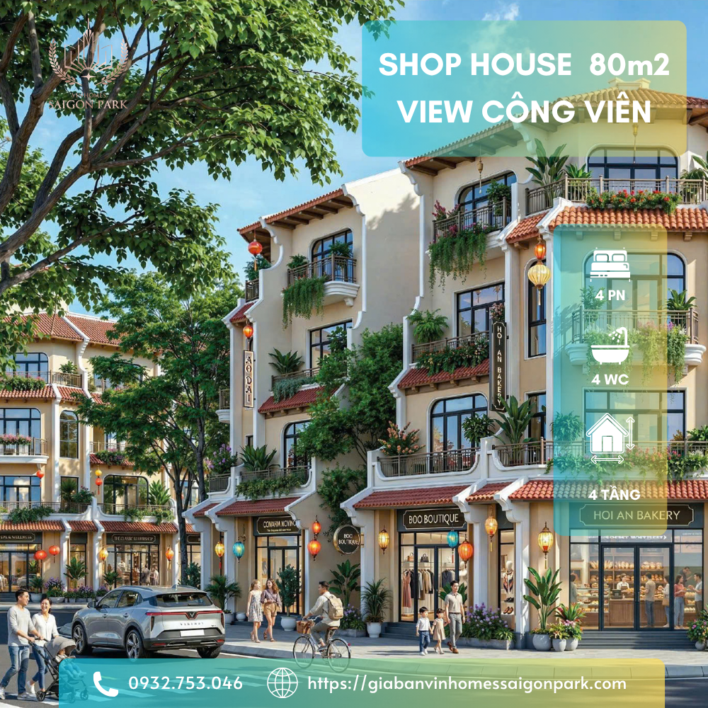 Mẫu Shophouse Vinhomes sai gon park 80m2
